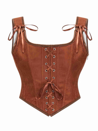 1980s Suede Bow Lace-Up Corset - vintage fashion, retro style