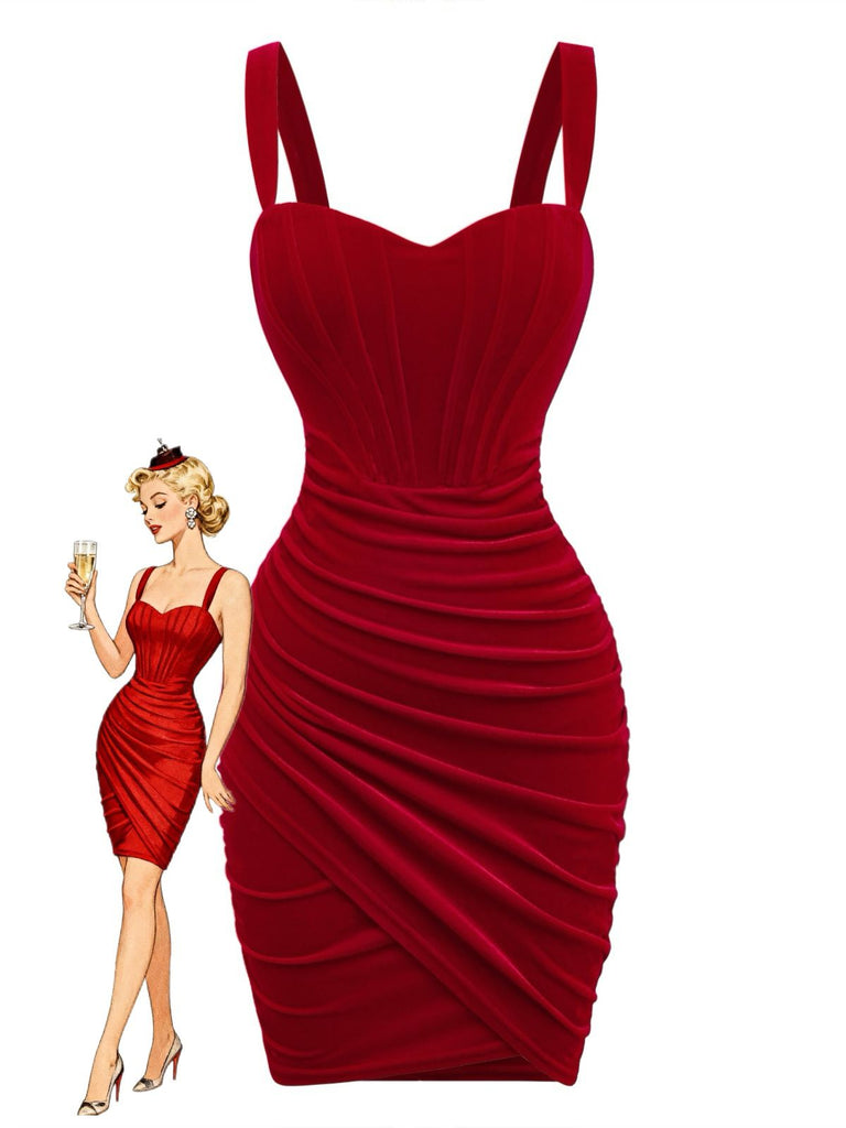 Retro Stage Velvet Sweetheart Neck Corset Ruched Mini Dress Red Retro Stage Velvet Sweetheart Neck Corset Ruched Mini Dress Red