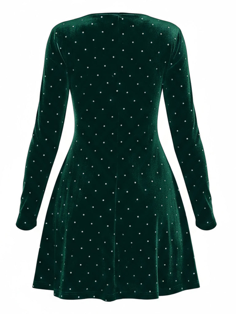 1980s Velvet Rhinestone Fit Party Dress - vintage dress, retro fashion