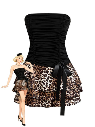 1980s Wrap Leopard Ruffle Tie Mini Dress - vintage dress, retro fashion