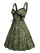 Green 1950s Paisley Lace Patchwork Swing Dress