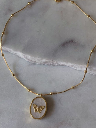 Vintage Butterfly Photo Frame Pendant Necklace