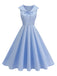 1950s Sailor Collar Bow-Tie Solid Sleeveless Dress