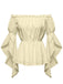 1930s Ruffled Bell Sleeve Off-Shoulder Solid Top