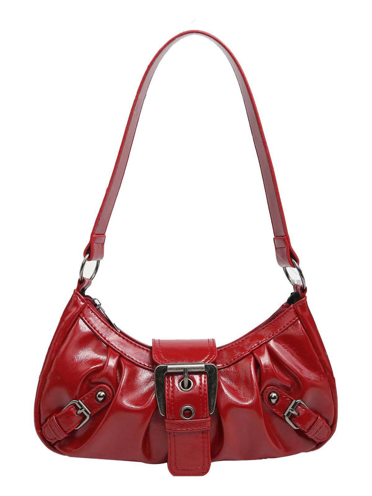 Vintage Leather Buckle Design Shoulder Bag