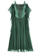 1950s Solid Velvet Mesh Cold Shoulder Dress