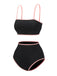 Black 1940s Contrasting Trim Spaghetti Strap Swimsuit