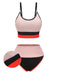 Apricot 1940s Patchwork Spaghetti Strap Swimsuit