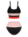 Apricot 1940s Patchwork Spaghetti Strap Swimsuit