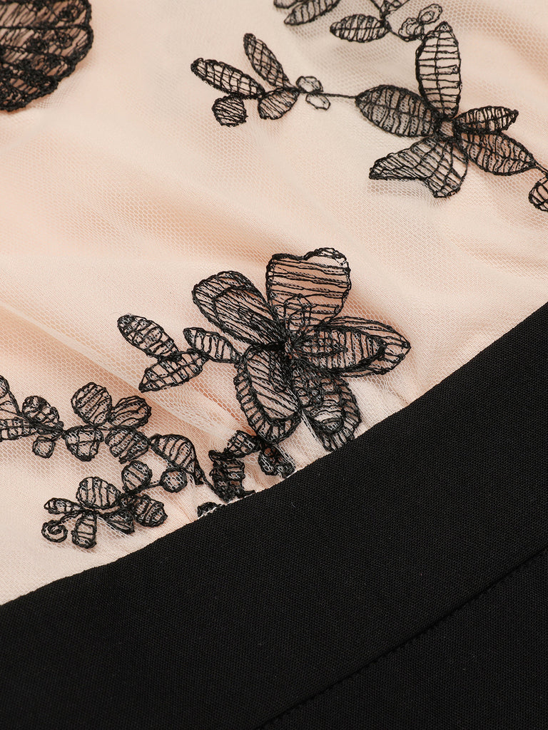 [US Warehouse] Apricot 1950s Patchwork Butterfly Lace Romper