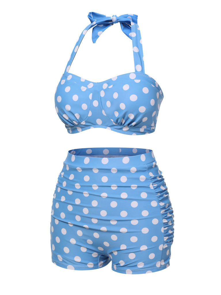 [US Warehouse] 2PCS 1950s Polka Dots Bikini Set