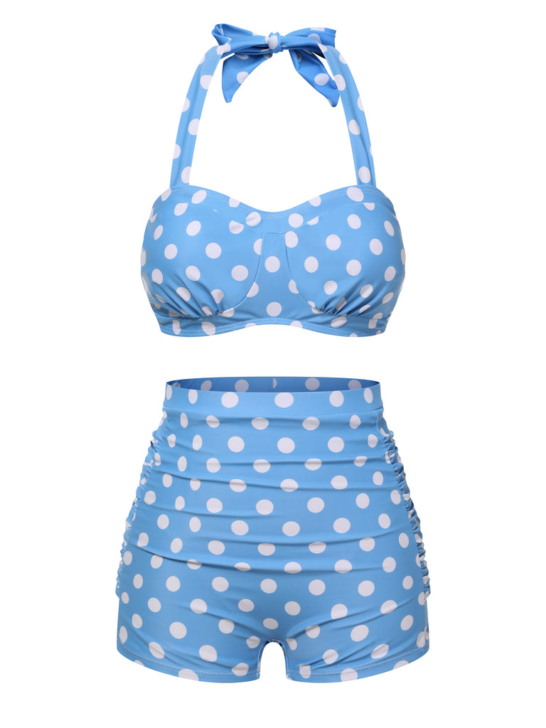 [US Warehouse] 2PCS 1950s Polka Dots Bikini Set