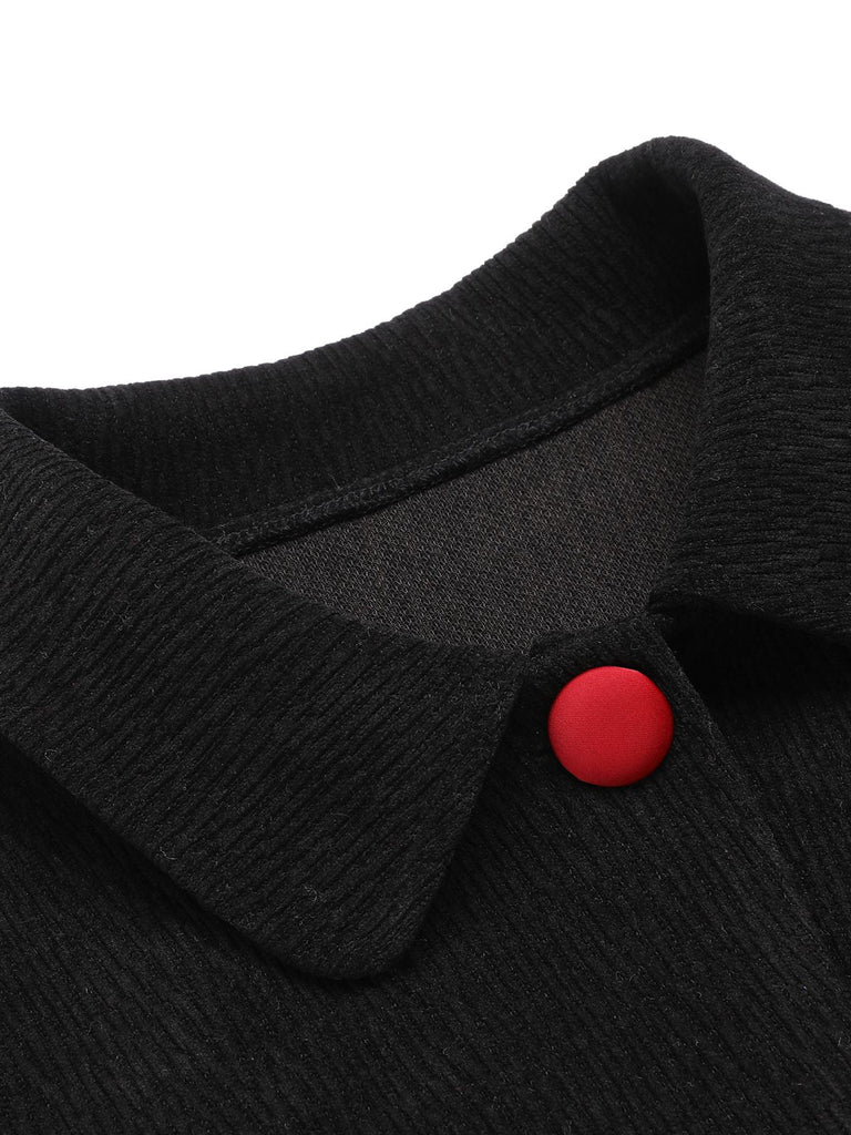 [US Warehouse] Black 1950s Textured Knitted Crop Jacket