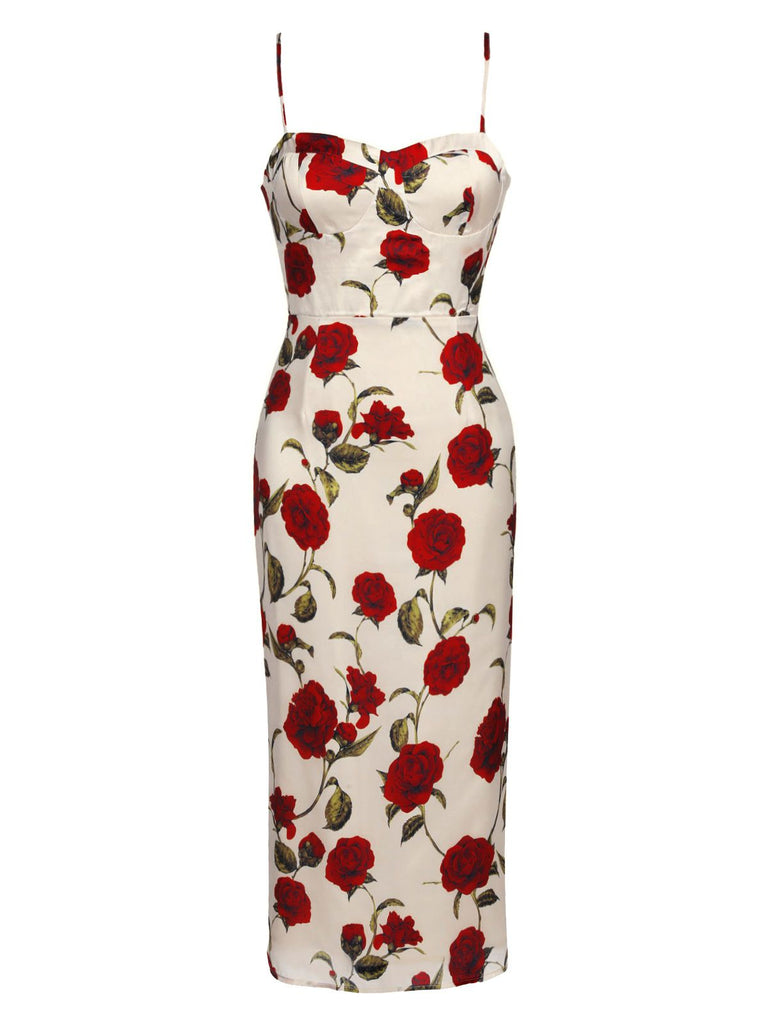 [US Warehouse] 1960s Rose Suspender Pencil Dress