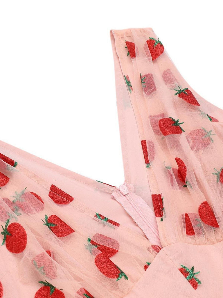 [US Warehouse] Strawberry Pink 1950s Patchwork Lace Romper