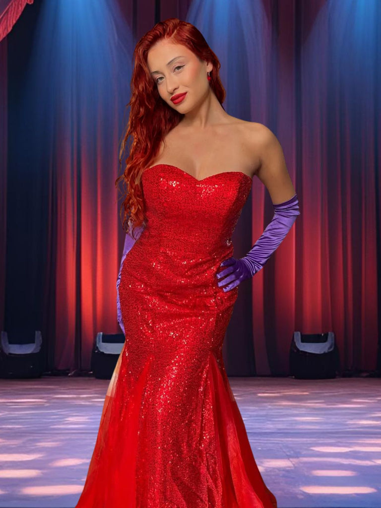 1930s Vintage Sequin Strapless Dress