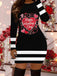 Black 1960s Valentine's Day Heart Knit Dress