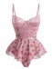 Pink 1930s Slip Roses Bow Lace Sleepwear