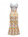 1930s Spaghetti Strap Floral Lace Backless Dress