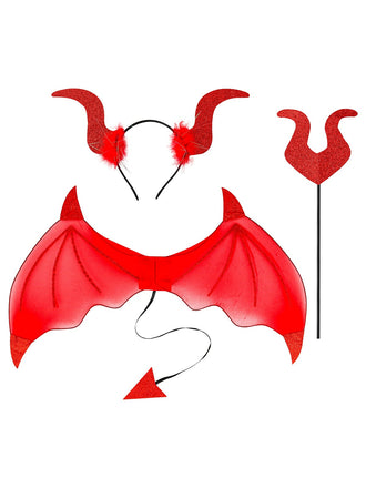 3PCS Halloween Bat Wing & Wand & Headband