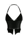 Black 1980s Gothic Cross Drawstring Chain Halter Corset