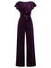 [Pre-Sale] Purple 1950s Velvet Star Print Ruffle Wide Leg Jumpsuit