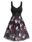 1950s Slip Halloween Skull Rose Dress