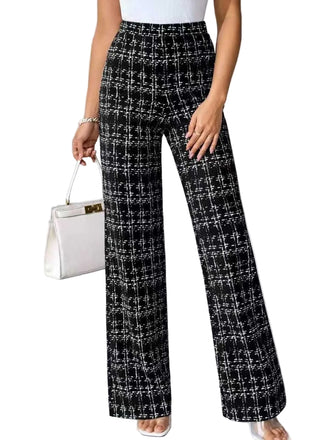 Black 1930s Plaid High Waisted Wide-Leg Pants