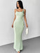 Green 1930s Spaghetti Strap 3D Flower Maxi Dress