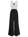 [US Warehouse] 1930s Polka Dot Patchwork Belt Jumpsuit