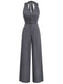 1940s V-Neck Halter Buttoned Pinstripe Jumpsuit
