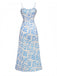 Blue 1930s Spaghetti Strap Daisy Dress