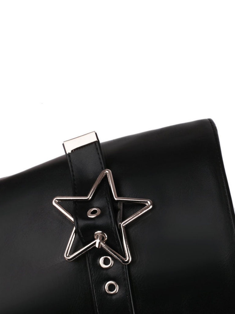 Black Star Button Gothic Platform High Heels Boots