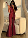 Red 1960s Mock Neck Metallic Backless Jumpsuit