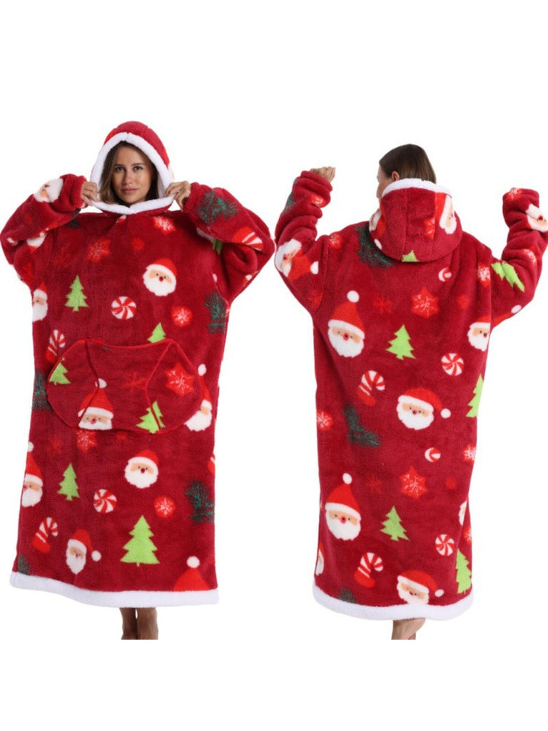 1970s Pumpkin Santas Snowman Blanket Hoodie Lougewear