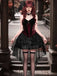 2PCS Red 1980s Gothic Cross Top & Lace Skirt