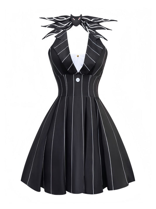 1960s Nightmare Before Christmas Bat Striped Dress