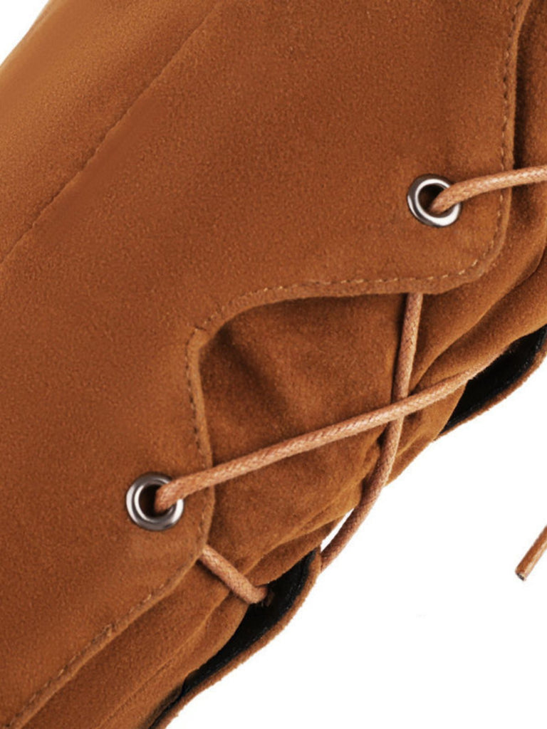 Suede Knee Lace-Up Block Heel Boots