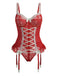 Red 1960s Lace Bow Corset Lingerie With Stocking