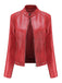 1940s Solid Studded Stand Collar Leather Jacket