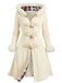 [Plus Size] Ivory 1950s Knit Fur Trimmed Hooded Coat