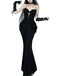 Black 1930s Lace Trimmed Halter Maxi Dress