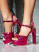 Metallic Snake Print Chunky High Heel Sandals
