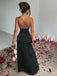 1960s One Shoulder Ruched Slit Satin Dress