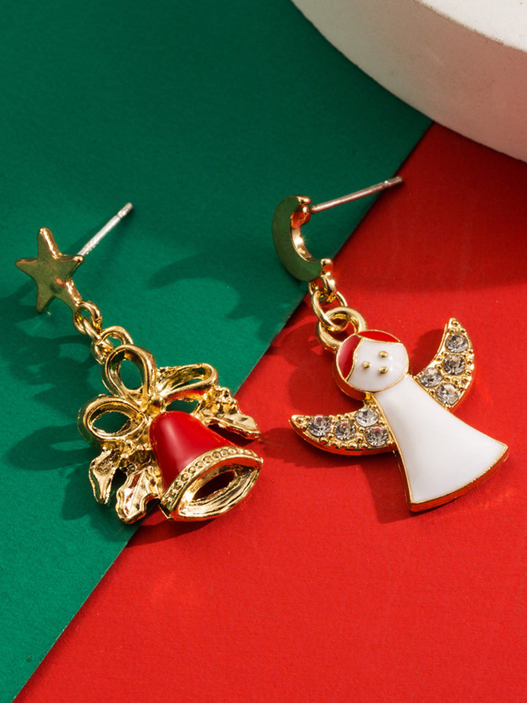 Christmas Bell Angel Snowflake Dangle Earrings