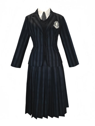 1940s Wednesday Academy Striped Uniform Costume Set