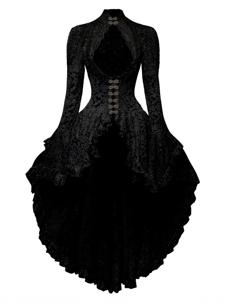 White 1980s Gigot Sleeve Victorian Lace Dress