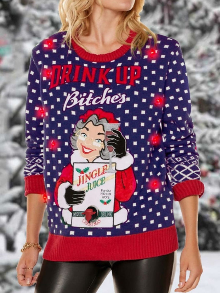 1950s Christmas Santa Grandma Beer Cheer Sweater