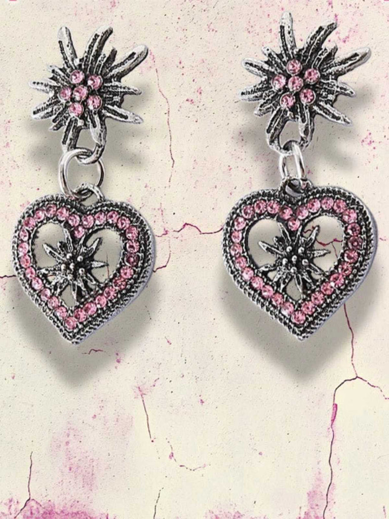 Vintage Heart Edelweiss Earrings