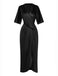 1960s Solid Velvet Half-Sleeve Dress